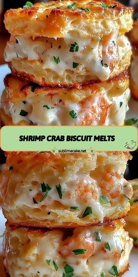 Delicious Shrimp Crab Biscuit Melts served on a plate